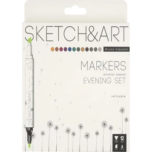 Visconti Sketch Art Çift Taraflı Markers 12 Renk Gece 22-0076/05