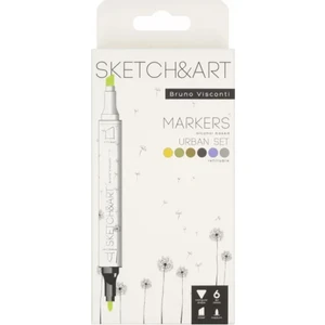 Bruno Visconti 'Sketch Art' Çift Taraflı Markers 6 Renk Mimari