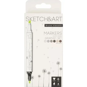 Bruno Visconti 'Sketch Art' Çift Taraflı Markers 6 Renk Graphics 22-0081/06