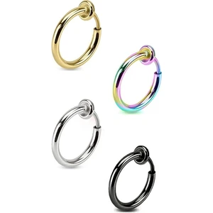 Trend Collection 4 Adet Unisex Cerrahi Çelik Deliksiz Sıkıştırmalı Fake Piercing Küpe Set