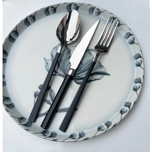 Dmr Life Pırlanta Sade Siyah Çatal Kaşık Bıçak Seti 42 Parça 6 Kişilik