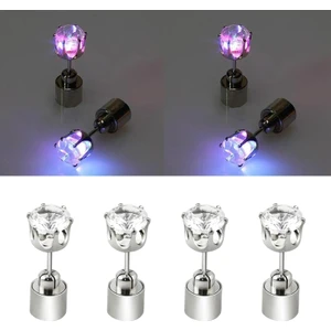 Zsunsky Shop 4 Adet LED Küpe Parlayan Işık Elmas Küpe Pembe (Yurt Dışından)