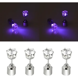 Zsunsky Shop 4 Adet LED Küpe Parlayan Işık Elmas Küpe Mor (Yurt Dışından)