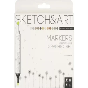 Visconti Sketch Art Çift Taraflı Markers 12 Renk Graphics 22-0076/03