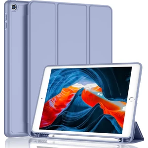 Apple İPad 8. Nesil 10.2 Kılıf Silikon Kalem Bölmeli Smart Case A2270 A2428 A2429 A2430 Lavender