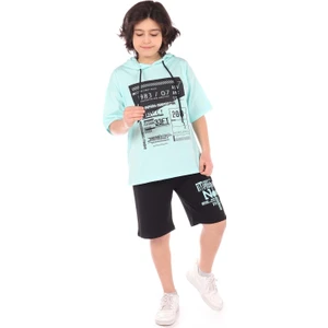 Toontoy Erkek Çocuk Overall Composition Baskılı Şortlu Takım