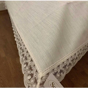 Avangard Jute Simli Keten Güpürlü Dertsiz Leke Tutmaz 160 x 220CM Kapuçino Masa Örtüsü