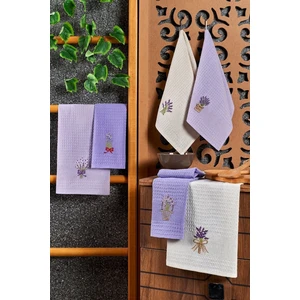 6'lı Kurulama Bezi Lavanta Desenli %100 Pamuk 40x60 cm Mutfak İçin