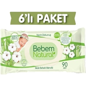 Bebem Natural Narin Dokunuş Islak Bebek Mendili 6 Adet * 540 Yaprak