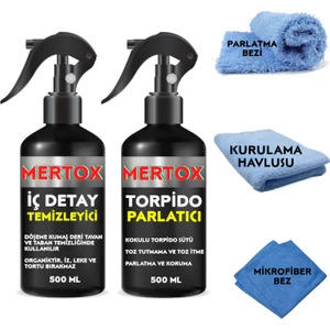 Oto Araç Araba Temizlik Seti Ürünleri - Iç Detay Temizleme + Torpido Parlatıcı 2X500ML Malzemeleri