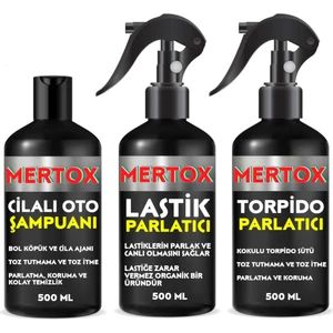 Otomobil Araç Araba Oto Temizlik Seti Ürünleri Oto Şampuanı+Lastik+Torpido Parlatıcı 3X500ML Malzemeleri