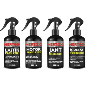 Otomobil Araç Araba Oto Temizlik Seti Ürünleri Motor Jant Iç Detay Temizleyici ve Lastik Parlatıcı 4X500ML