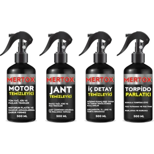 Otomobil Araç Araba Oto Temizlik Seti Ürünleri Motor Jant Iç Detay Temizleyici ve Torpido Parlatıcı Süt 4X500ML