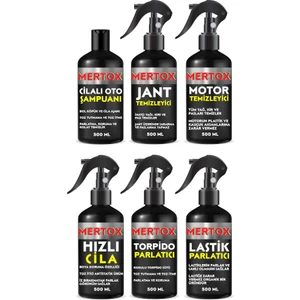 Otomobil Araç Araba Oto Temizlik Seti Oto Şampuanı+Jant-Motor Temizleyici+Hızlı Cila+Torpido+Lastik Parlatıcı 6X500ML