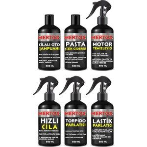 Otomobil Araç Araba Oto Temizlik Seti Oto Şampuanı+Pasta+Motor+Hızlı Cila+Torpido+Lastik 6X500ML