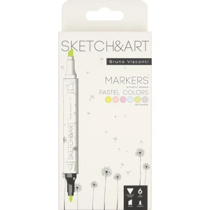 Bruno Visconti 'Sketch Art' Çift Taraflı Markers 6 Renk Pastel 22-0081/03
