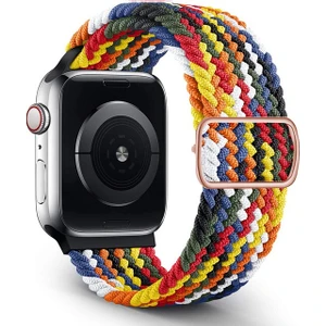 Watch 38/40/41 mm Uyumlu Örgü Solo Döngü Esnek Seri 2,3,4,5,6,se 7 Tokalı Kayış Kordon