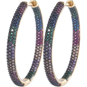 Büyük Küpeler Renkli Zirkonyum Mikro Kakma Altın Siyah Altın Parti Için Iki Renk Elektroliz Kulak Damlaları (Yurt Dışından)