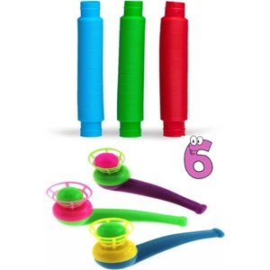 Hyd 3 Adet Saksafon Top Üfleme Oyunu Pop Tube 3 Adet Altılı Set Eğitici Popit Oyuncak