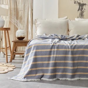 Bedding Vitali Çift Kişilik Müslin Pike  Yatak Örtüsü - Lacivert