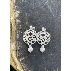 Gümüş Kazaziye Iki Sıralı Aşk Düğümü Küpe