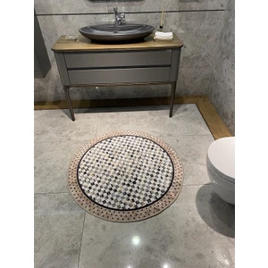 Robert Dama Desen Saçaksız Yuvarlak Banyo Paspası Ebat 100X100