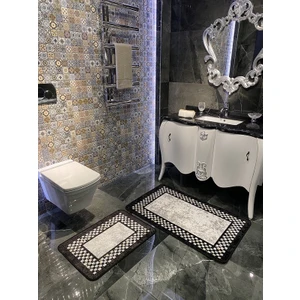 Megan Dama Çerçeve Desen Banyo Paspası 70X160 (70X110-70X50 İkili Takım)