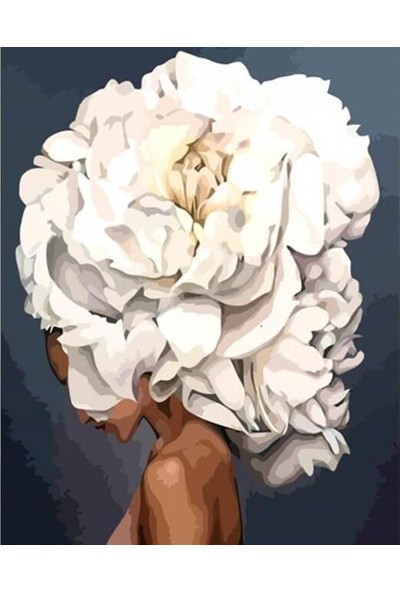 Ena Butik Canvas Çiçek Kadın 2 Renkli Sayılarla Boyama Seti Kasnaklı 70 x 90 cm