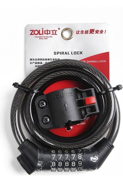 Zhongli Zoli 87620 5 Şifreli Kablo Kilit (Kalınlık : 12MM Uzunluk : 120 Cm)