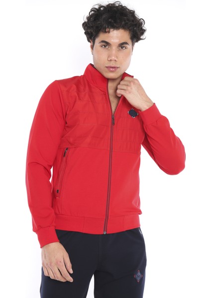 Erkek Spor Regular Kalıp, Dik Yaka, 4 Cepli,4 Mevsim Kırmızı Eşofman Takımı - 6665