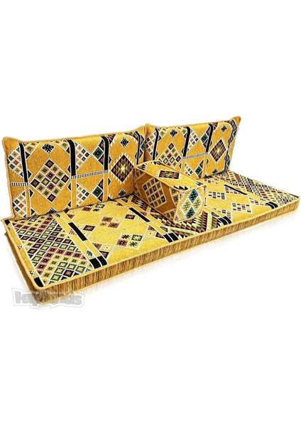 Anatolia Kilim Desenli Şark Köşesi Ikili Sedir Takımı Hardal modelleri