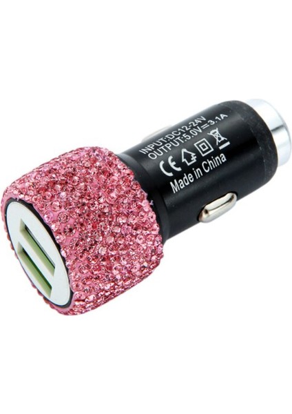Taşlı Çift USB Araba Hızlı Şarjı