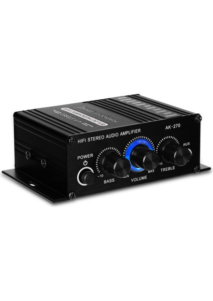 AK270 Mini Ses 2 Kanallı Stereo Güç Amplifikatörü Taşınabilir - Siyah (Yurt Dışından)