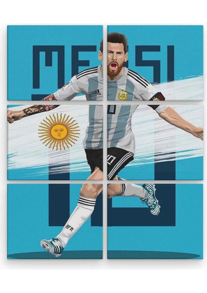 Messi 6 Parça Ahşap Mdf Tablo NHL3028