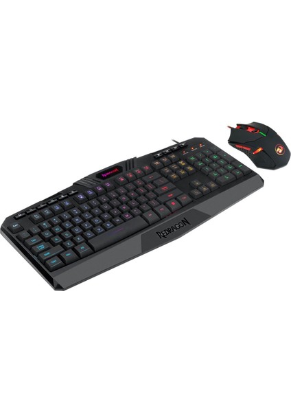 S101-3 Kablolu Türkçe Q Rgb Oyuncu Klavyesi ve Arkadan Aydınlatmalı Kırmızı Mouse / Oyuncu Klavye Mouse Seti Siyah Redragon S101-3