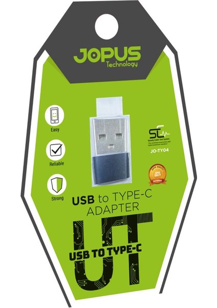 USB To Type C Adapter Sarj Çevirici Aparat JO-TY04 Gri