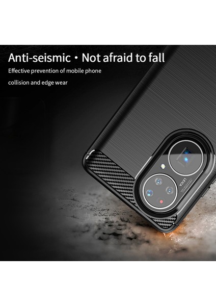 P50 Pro Için Mofı Fırçalanmış Tasarım Karbon Fiber Yumuşak Tpu Kapağı - Kırmızı (Yurt Dışından) fırsatları