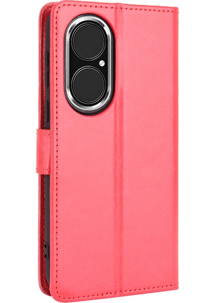 P50 Pro Için Bölünmüş Deri Çılgın At Doku Cüzdan Tasarım Telefon Kılıfı Kabuğu - Altın (Yurt Dışından)