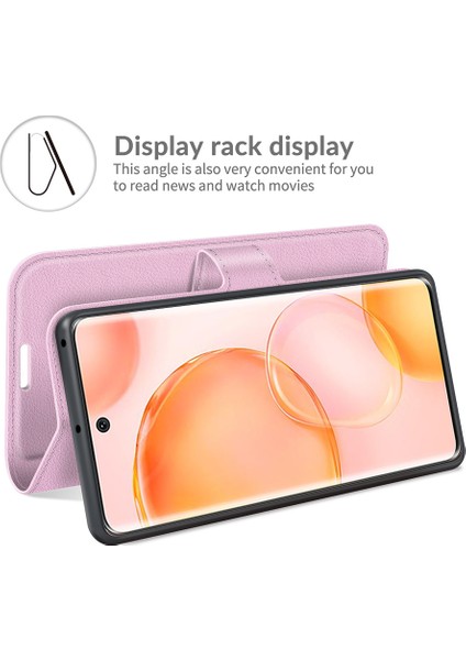 Flip Tam Koruyucu Litchi Cilt Deri Cüzdan Telefon Standı Kasa Kapağı Onur 50 - Mor (Yurt Dışından) modelleri
