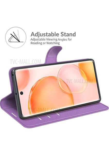 Flip Tam Koruyucu Litchi Cilt Deri Cüzdan Telefon Standı Kasa Kapağı Onur 50 - Mor (Yurt Dışından) fiyatları