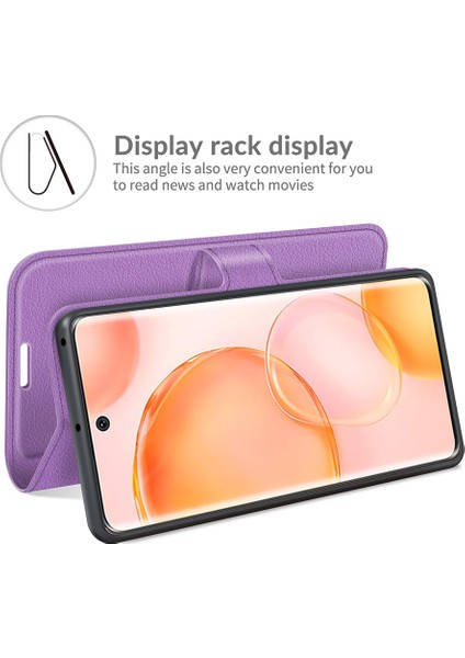 Flip Tam Koruyucu Litchi Cilt Deri Cüzdan Telefon Standı Kasa Kapağı Onur 50 - Mor (Yurt Dışından) modelleri