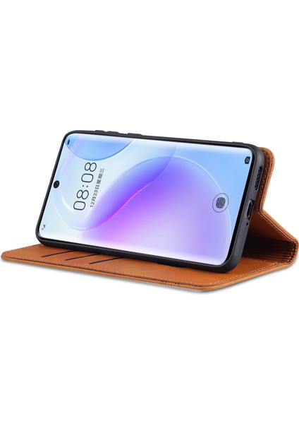 Pu Deri Flip Kitap Şok Geçirmez Huawei P50 Pro - Kahve (Yurt Dışından) modelleri