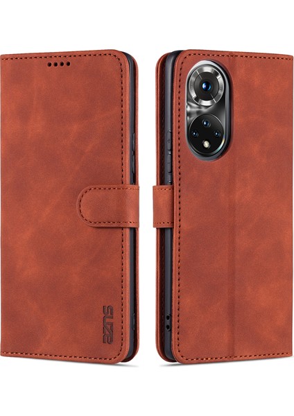 Pu Deri Cüzdan Stand Koruyucu Telefon Kapak Kılıfı Onur 50 - Kahverengi (Yurt Dışından)