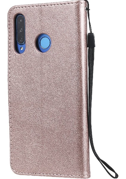Deri Serisi-2 Düz Renkli Pu Deri Telefon Kılıfı Cüzdan Stand Kapağı Huawei P30 Lite Için Kayış / Nova 4e - Kırmızı (Yurt Dışından) modelleri