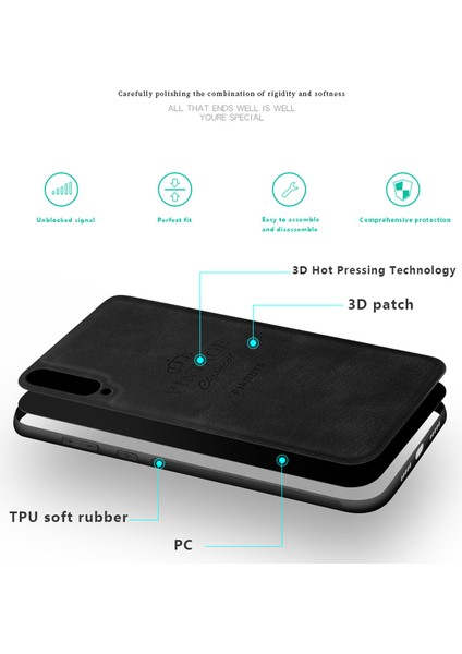 Heavy Distric Tpu Kenarları Sabit Pc Pu Derisi Sağlam Şok Geçirmez Telefon Kılıfı Huawei P20 Pro - Mavi (Yurt Dışından)