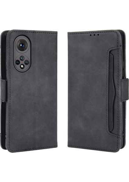 Için 50 Özel Flip Telefon Kılıfı Çoklu Kart Yuvası Tasarımı Pu Deri Cüzdan Kapak Koruyucu - Siyah (Yurt Dışından)