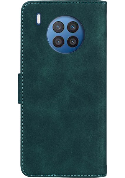 Baskı Stand Cüzdan Tasarım Huawei Nova 8i Için Cilt Dokunma Deri Telefon Kapağı/onur 50 Lite - Yeşil (Yurt Dışından)