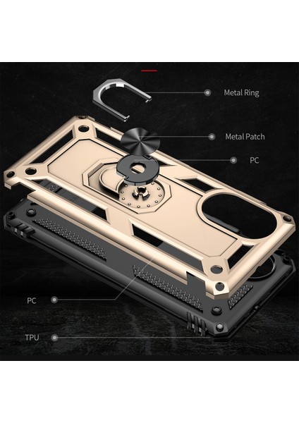 Ring Tutucu Kickstand Pc + Tpu Çift Katmanlı Hibrit Telefon Kapağı Huawei Nova 8 5g Için Yerleşik Metal Sayfalı - Altın Gül (Yurt Dışından)