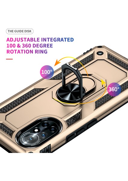 Ring Tutucu Kickstand Pc + Tpu Çift Katmanlı Hibrit Telefon Kapağı Huawei Nova 8 5g Için Yerleşik Metal Sayfalı - Altın Gül (Yurt Dışından)