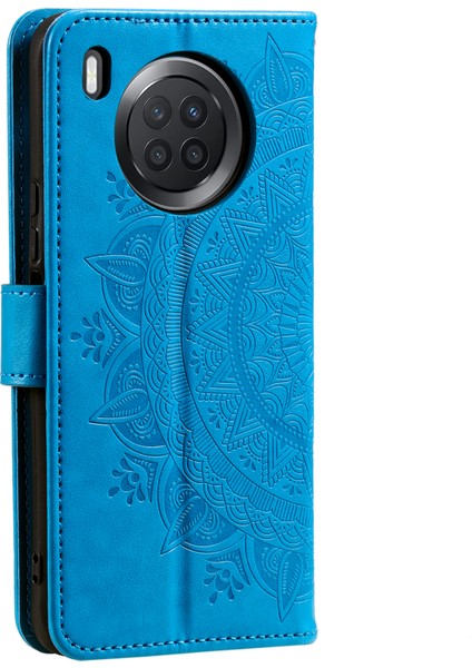 Mandala Çiçek Tam Koruma Pu Deri + Yumuşak Tpu Stand Cüzdan Telefon Kılıfı Huawei Nova 8i Için Kayış - Mor (Yurt Dışından) modelleri